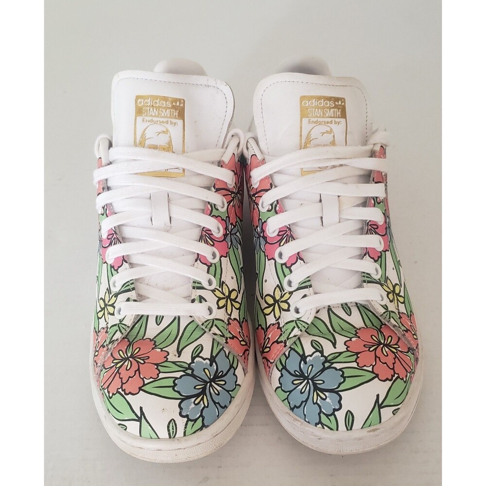 Adidas Stan Smith Womens Leather Originals   Floral Print Primegreen Size 10 - Picture 2 of 16